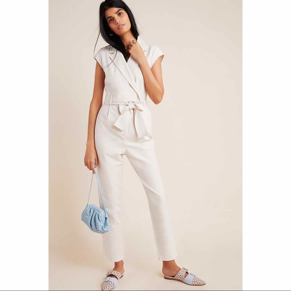 Anthropologie Eliza Jumpsuit size 0 in Stone